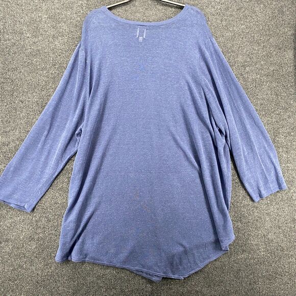 Nic + Zoe Sweater Womens 3X Blue Linen Blend Round Neck Pullover Lightweight - Picture 3 of 8